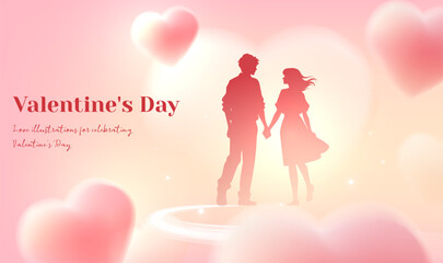 Romantic Love Atmosphere Valentine Day Banner Illustration
