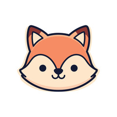 Fototapeta premium Cute Cartoon Fox Face Vector Illustration