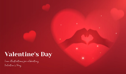 Romantic Valentine Day Love Banner Illustration