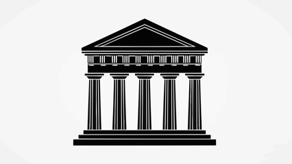 Naklejka premium Classic Greek Temple Facade with Columns and Pediment.