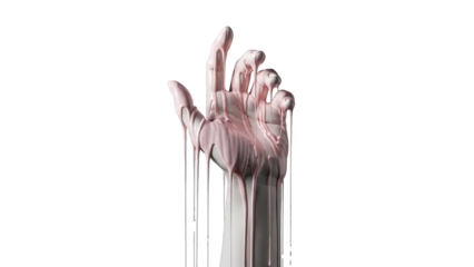 Abstract Hand Dripping Pink Paint On Black Background