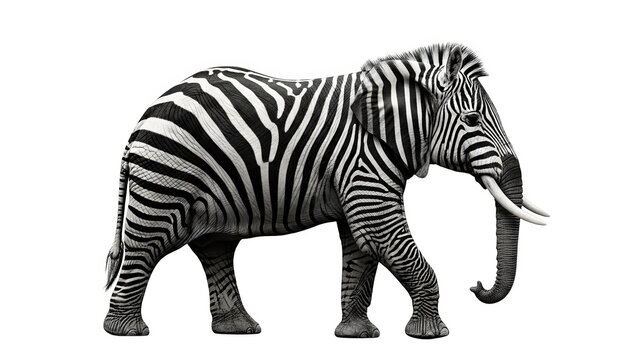 Surreal Elephantzebra Hybrid Creature With Stripes