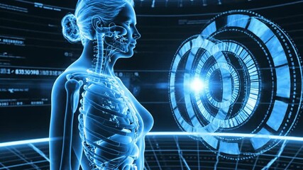 Medical illustration of human body with digital interface technology - Powered by Adobe
