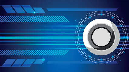 Abstract blue background with geometric shapes and a central glowing circle