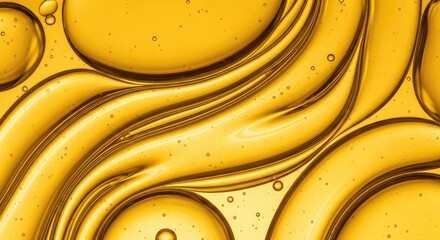 Golden liquid with bubbles and abstract patterns.