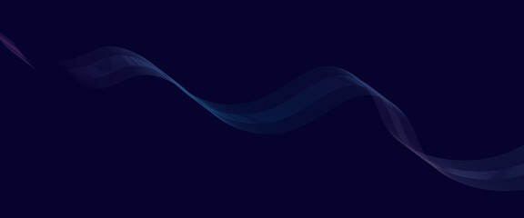 Abstract dark blue digital future technology geometric flowing line background. Purple-navy blue-green gradient smooth wave lines web banner background for cover, flyer, card, header, poster, slide