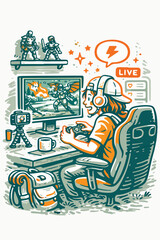 Gaming Live Stream and Content Creator Illustration