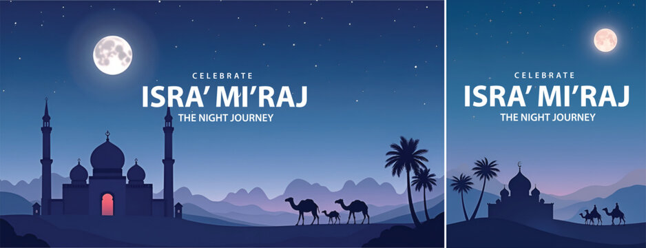 Gradient background islamic isra miraj, isra miraj night journey background for poster, flyer, social media template design