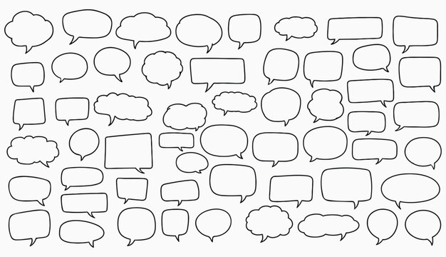 Collection of various speech bubbles and thought clouds