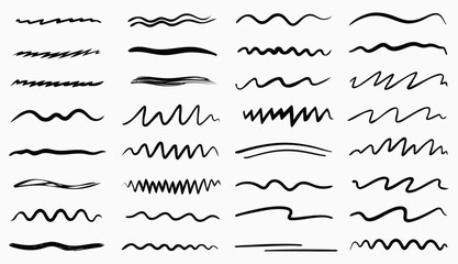 Collection of various wavy lines and scribbles