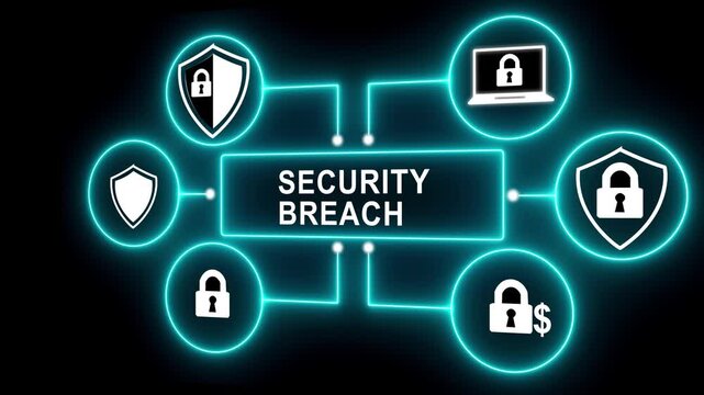 Abstract Neon Blueprint Network Connection Diagram on Black Background, Futuristic Tech Concept