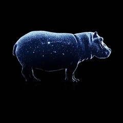 Starry Night Hippopotamus Illustration