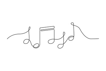 Obraz premium Minimal music icon one line art, clean outline vector
