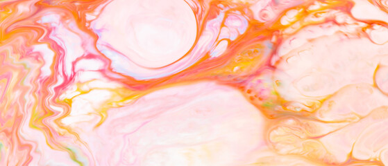 Soft Pastel Pink Orange Yellow Marble Texture with Flowing Swirls Abstract Background