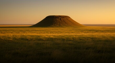 Obraz premium Grassland Hill at Sunset