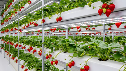 Vertical Farm Hydroponic Strawberries Modern Agricultural Technology