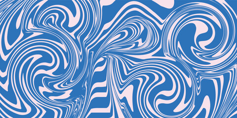 Abstract background pattern with colorful waves. Psychedelic groovy trippy y2k retro seamless pattern in blue and pink colors. Wavy and swirled brush strokes liquid background for packaging design © Roni Febriansyah