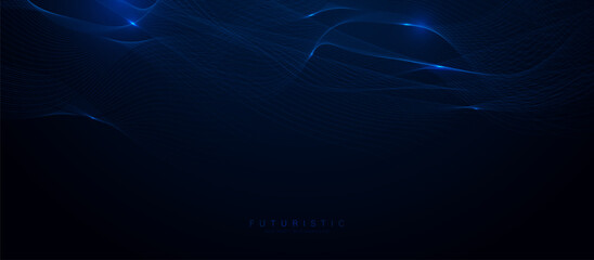 Abstract blue digital dynamic wave background. Futuristic hi-technology concept. Business banners, flyers, and presentations. Vector illustration