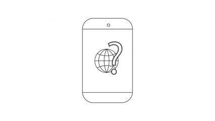 Smartphone Connectivity Issue - Globe and Question Mark Icon Animation. - Powered by Adobe