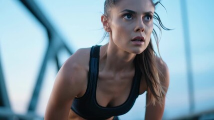 Physical therapy. Outdoor exercise focusing balance fall prevention rehabilitation treatment concept featuring woman fitness sport workout with glowing knee pain digital overlay enhancing physical - Powered by Adobe