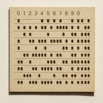 Old Punched Card with Numeric Code - Retro Data Storage