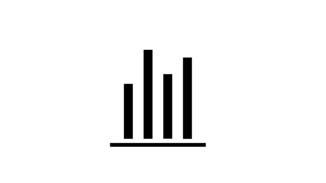 Animated bar chart icon showing dynamic business growth and statistical data visualization