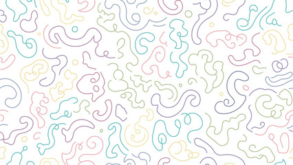 Colorful abstract pattern of swirling lines on a white background