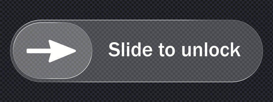 Glass effect unlock slide button icon vector. access to locked mobile symbol. vector illustration.