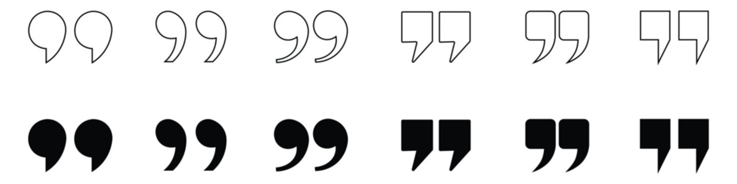 Quotation marks icon set vector. inverted comma symbol. vector illustration.