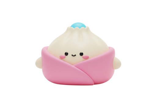 Cute Smiling Dumpling Character Isolated on White Background - Powered by Adobe