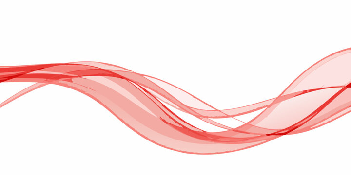 Elegant red abstract lines flowing across a clean white background