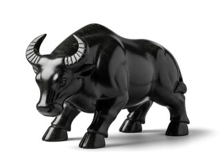 Obraz premium Sculpture of powerful black charging bull