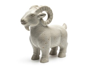 Stoneware ram figurine on white surface