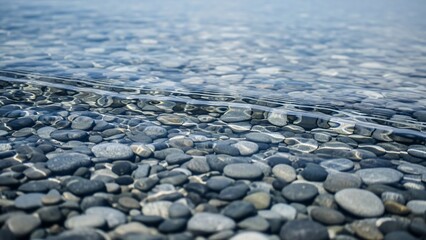 Serene Water's Edge with Smooth Pebbles and Gentle Ripples