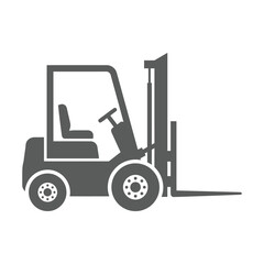 Simple black and white illustration of a forklift a common industrial vehicle used for lifting