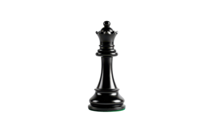 Single Black Queen Chess Piece Product Shot isolated PNG with Transparent Background
