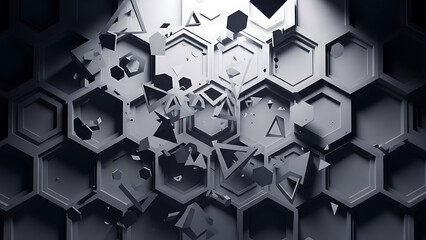 Geometric shapes on honeycomb pattern.