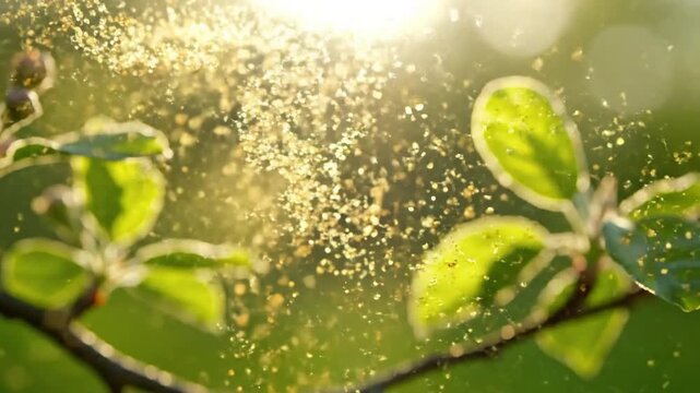 Microscopic Nature Detailing the intricate world of tiny particles in nature. spring pollen drift