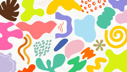 Colorful Abstract Handdrawn Shape Decorative Organic Doodle Art Illustration