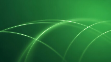 Abstract green background with glowing curved lines for modern design.