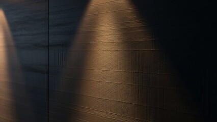 Spotlight on Dark Brick Wall with Dramatic Shadows and Warm Lighting