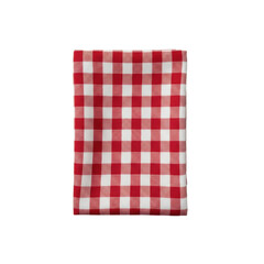 Obraz premium A single red and white checkered gingham fabric, neatly folded into a rectangle, isolated on a transparent background with soft shadow and copy space, top-down view, rustic picnic concept