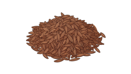 Hand-drawn Cumin Seeds Pile Illustration on Solid Black Background