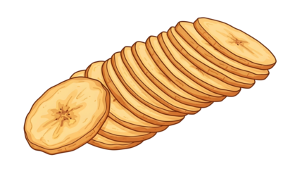 Stack of Sweet Banana Slices Illustration - Hand-Drawn Cartoon Vector Design on Black Background