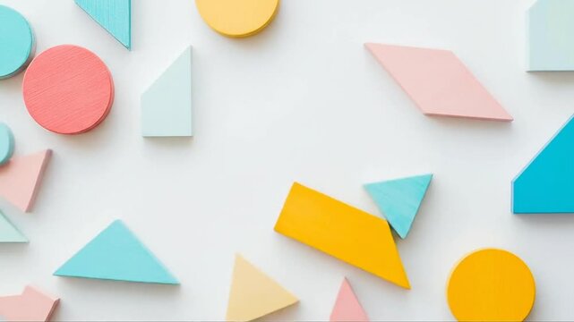 Colorful Geometric Shapes Arranged on a White Background.