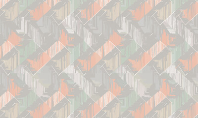 Seamless abstract geometric herringbone pattern, Pastel peach and grey sketch texture background, Modern diagonal stripe textile design
