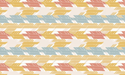 Seamless abstract ikat pattern, Retro geometric horizontal stripe background, Sketchy zigzag and chevron texture design
