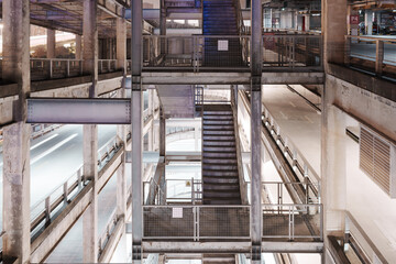 Modern steel-framed staircase space design