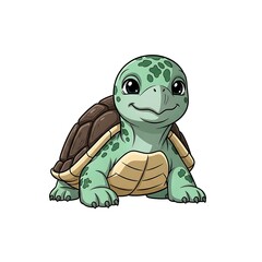 Obraz premium Cute cartoon turtle smiling face.