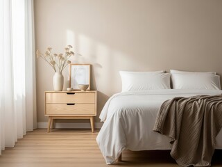 Serene bedroom scene with minimalist decor